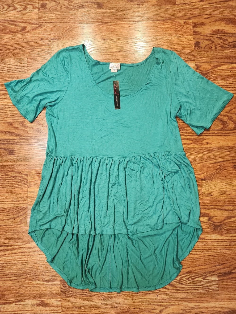 SWAK Teal Green Peplum Hi-Low Scoop Neck Women's Top 2X (14-36)